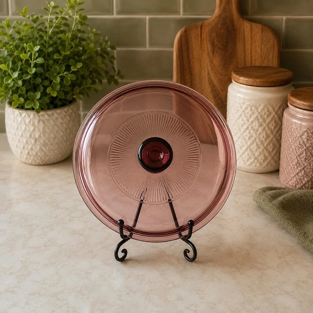 Pyrex Visions Cranberry Replacement Lid V-1.5-C Ribbed 7.25
